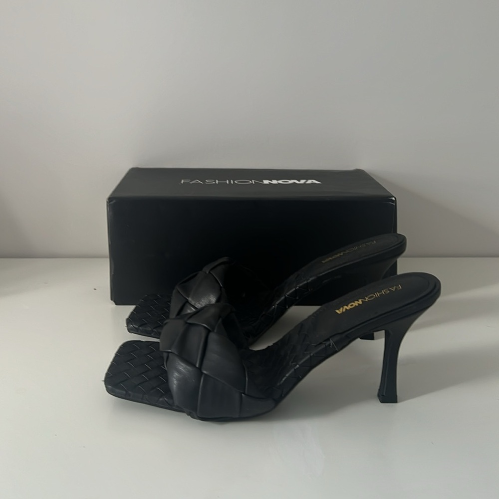 Fashion Nova Braided Black Heeled Sandal - Picture 2 of 4